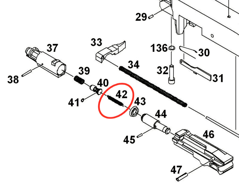 Resorte de retorno de boquilla KC -02 142% - Parte #42