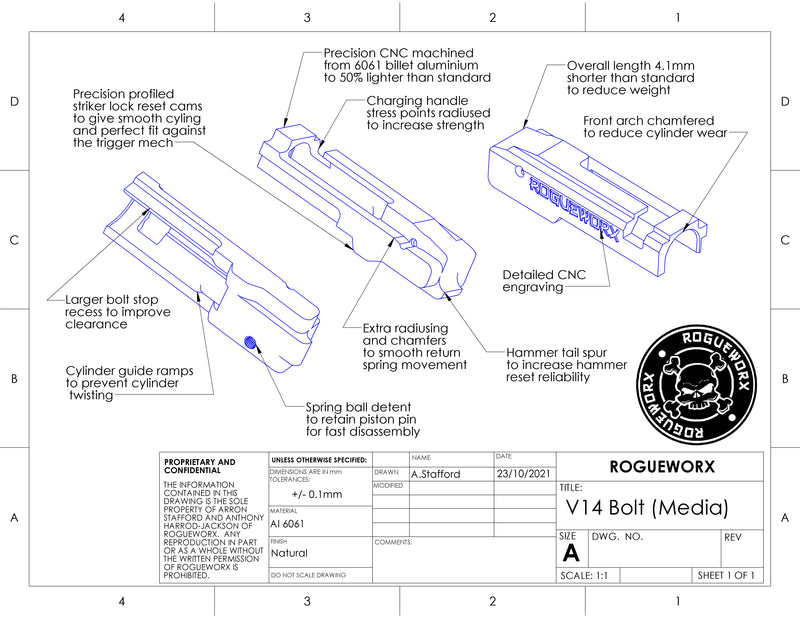 RW KC-02 CNC-алюминиевый болт-болт V14